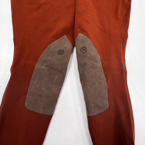 Ovation Women's Rust Burnt Orange Knee Patch Riding Breeches Jodhpurs Sz 36L