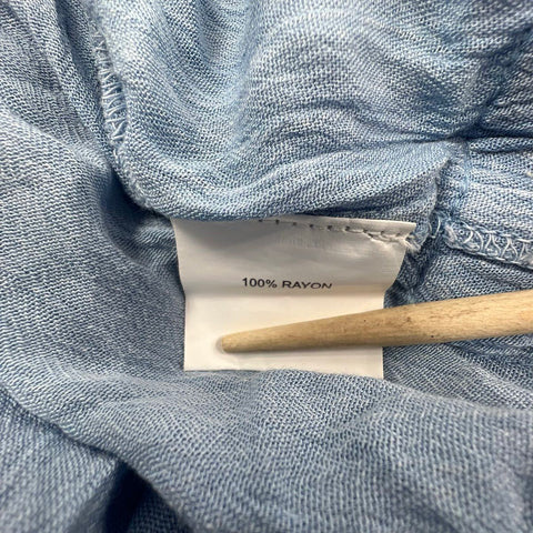 NWT Muche et Muchette Embroidered Trim Boho Crinkle Tunic Dress Blue Sz O/S