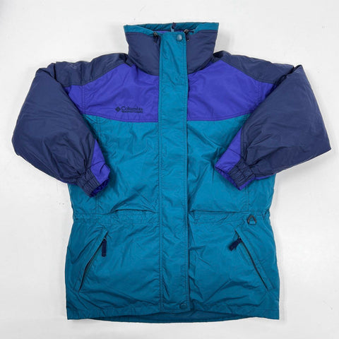 Vintage 90s Columbia Women's Williwaw Down Puffer Jacket Teal Colorblock Sz M