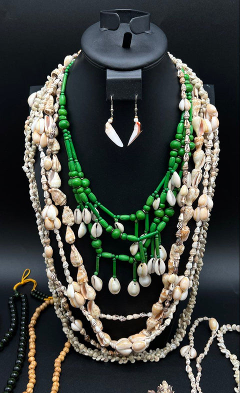 Boho Shell Jewelry Lot of 15 Vintage Cowrie Puka Necklaces Bracelet Earrings