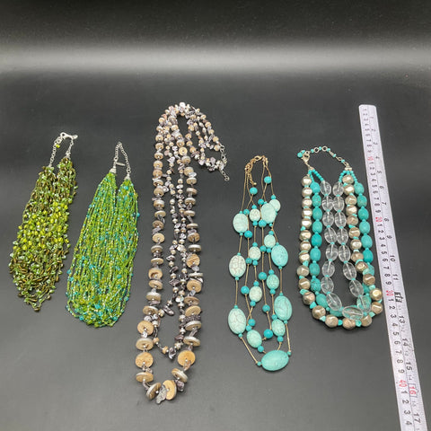 Chico's Avenue Sophia Beaded Statement Necklace Lot of 5 Multi-strand Turquoise