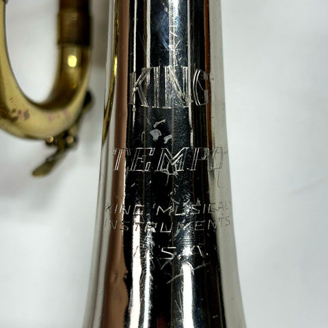 King Tempo Bb Trumpet Silver Plated USA with Case - For Repair - Serial 588663