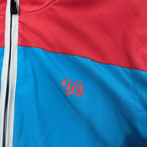Yo Colorado Men's Colorblock Hooded Half Zip Pullover Jacket Red Blue Sz M
