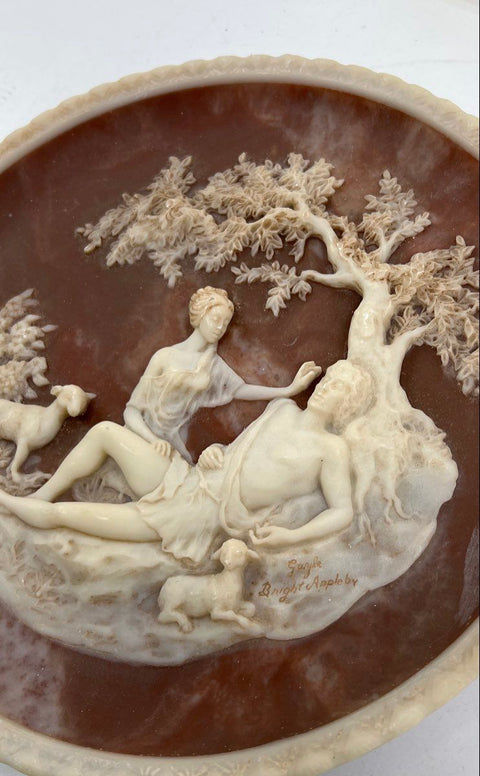 Lot of 2 Vintage Relief Wall Plates A. Santini Madonna & Gayle Bright Appleby