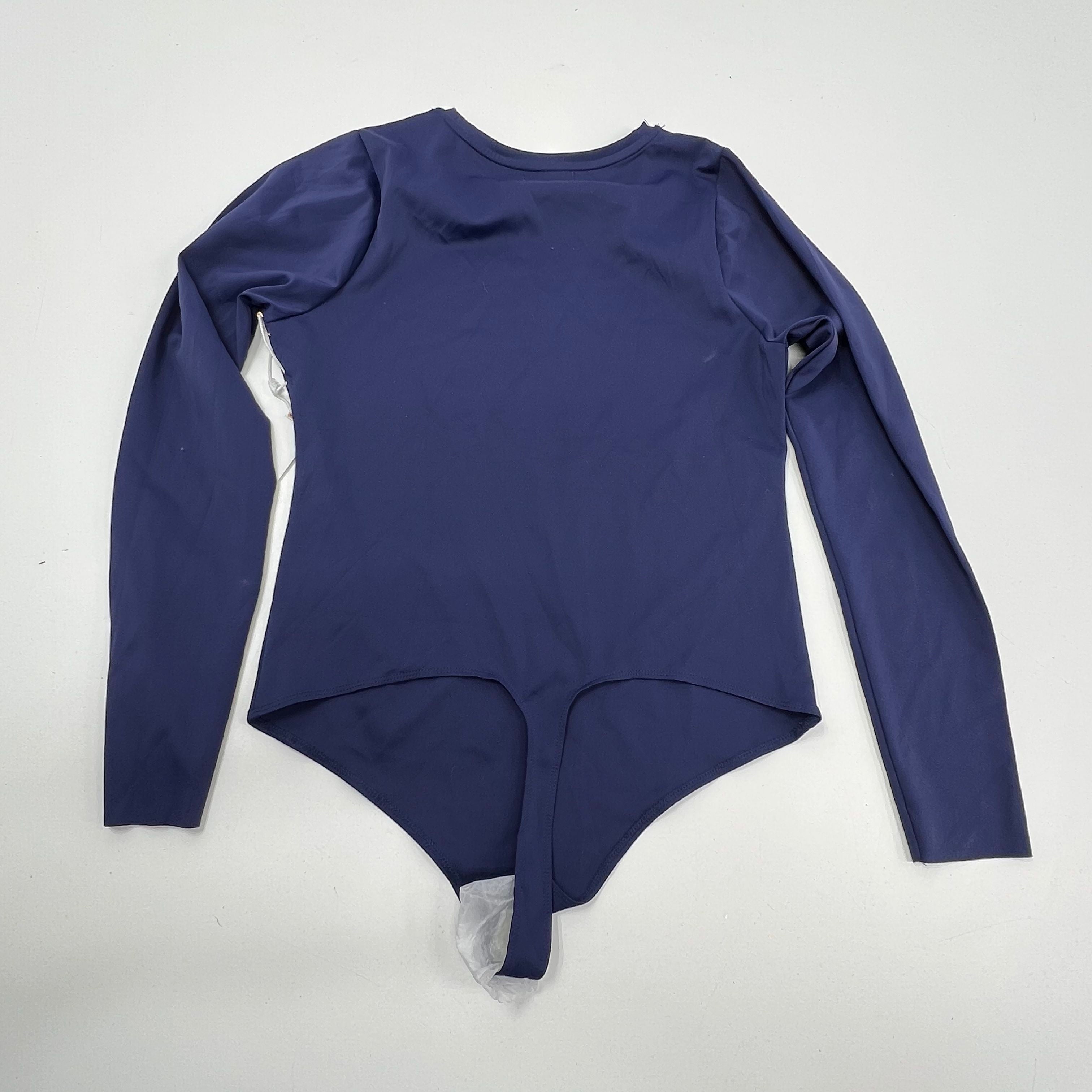 NWT Good American Blue Rinse One Piece Thong Long Sleeve Bodysuit Size 4