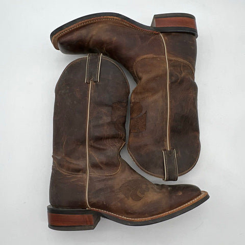 Nocona Kansas State Powercat Brown Leather Western Cowboy Boots Size 9.5D