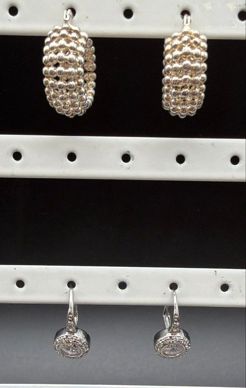 Vintage to Modern Silver Plate & Silver Alloy Earring Jewelry Lot 8 Pairs