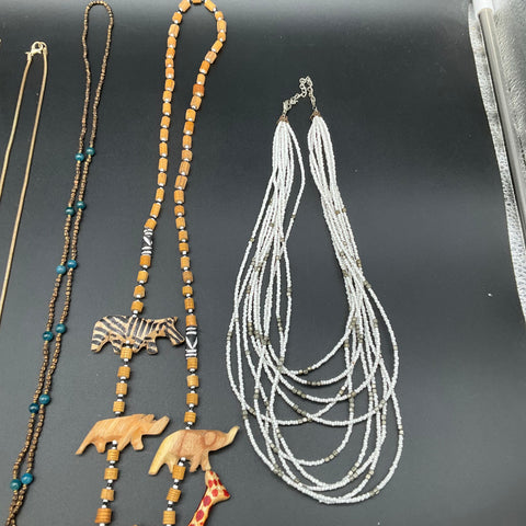 Costume Jewelry Lot 9 Fashion Necklaces Beaded Safari Boho Tassel Mixed Styles