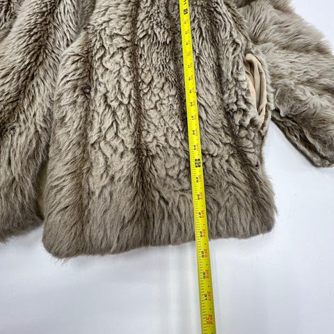 Vintage 80s Blair Gray Taupe Shag Faux Fur Teddy Coat Jacket Women's