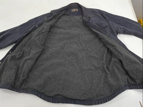 Duluth Trading Men's Gray Fleece Lined Canvas Snap Work Shirt Jacket Size L