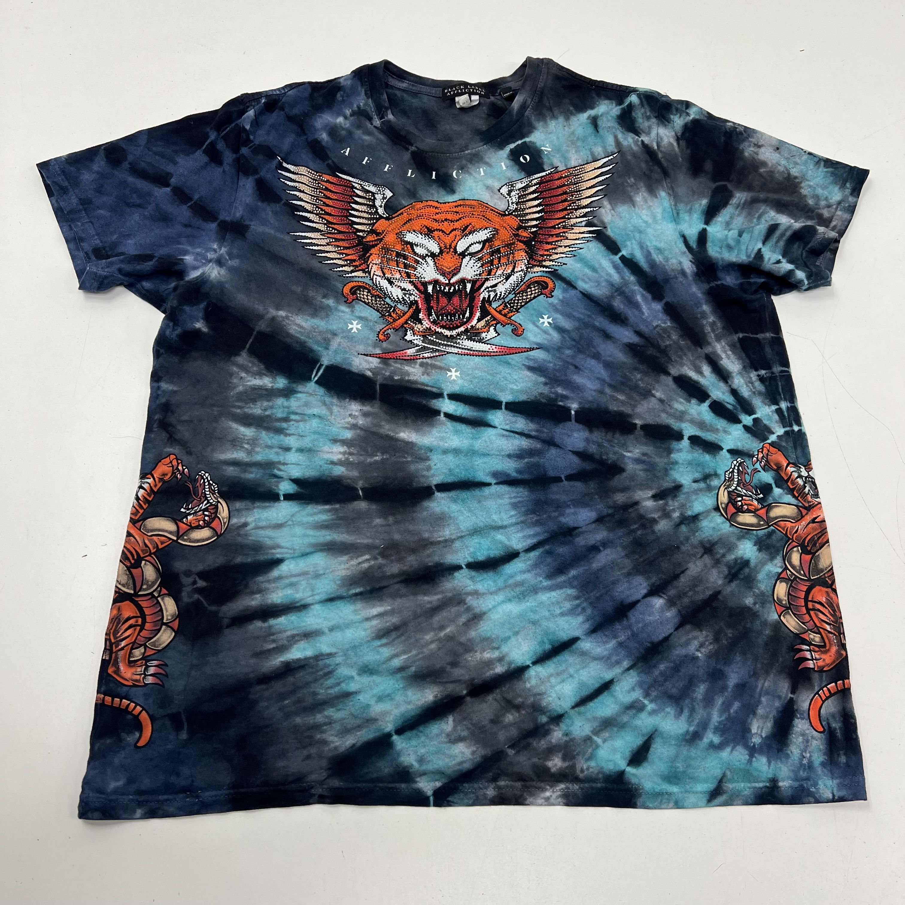 Vintage Y2K Affliction T-Shirt Lot of 2 Winged Tiger Live Fast Sz XL 2XL