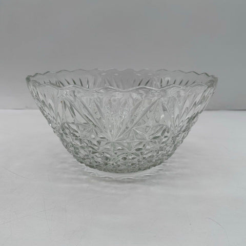 Vintage Pressed Glass Punch Bowl Set 14pc Grape & Starburst Pattern Clear