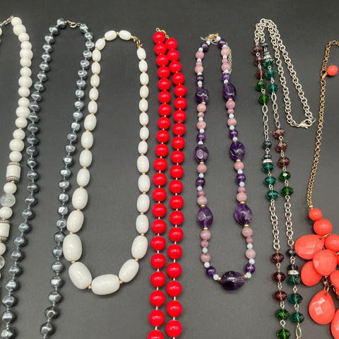 Vintage and Modern Costume Jewelry Necklace Lot of 8 Beaded Statement Strands