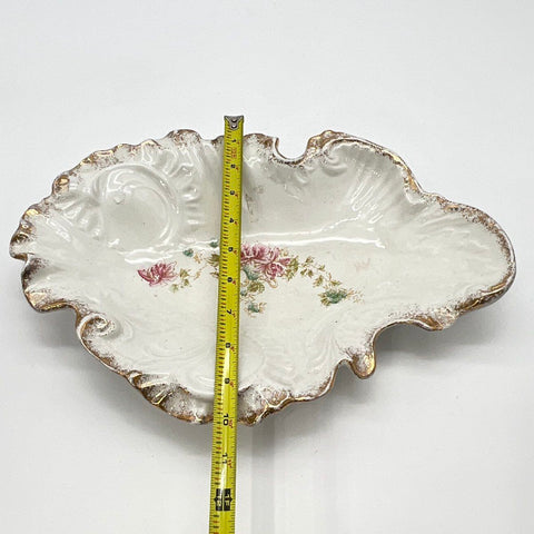 Alvaro Chile Porcelain Serving Dish Scalloped Gold Trim Floral Platter 14"