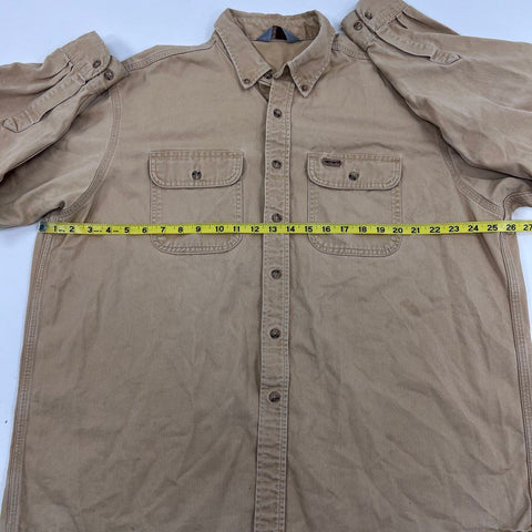 Carhartt Men's Tan Long Sleeve Button Down Work Shirt XXL