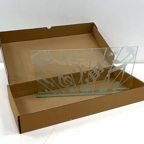 Disney Hollywood Bowl Etched Glass Plaque Desk Display Award New Open Box