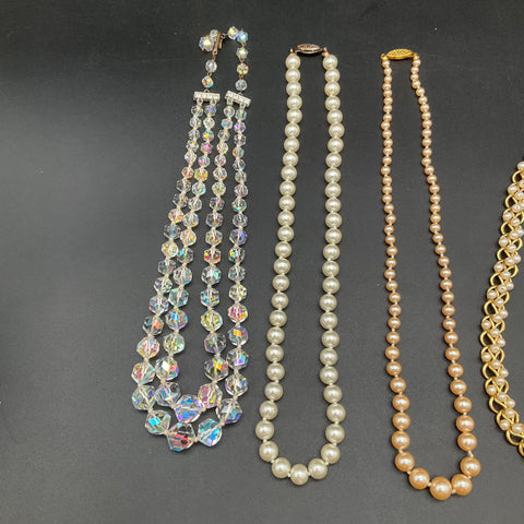 Vintage Richelieu Faux Pearl AB Bead Costume Jewelry Lot of 6 Necklaces