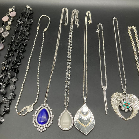 Mixed Costume Jewelry Lot 12 Necklaces Vintage to Modern 0.9 lbs Star Heart