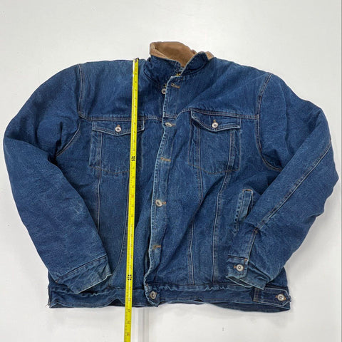 Wyoming Traders Sherpa-Lined Denim Jacket Corduroy Collar Blue Sz XL