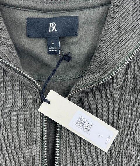 Banana Republic NWT Lione Olive Green Ribbed Cotton 1/4 Zip Sweater Men's L