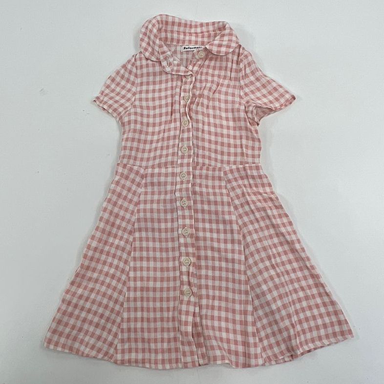 Toddler Girl's Reformation Pink Checkered Rayon Blend Casual Dress - Size 2T