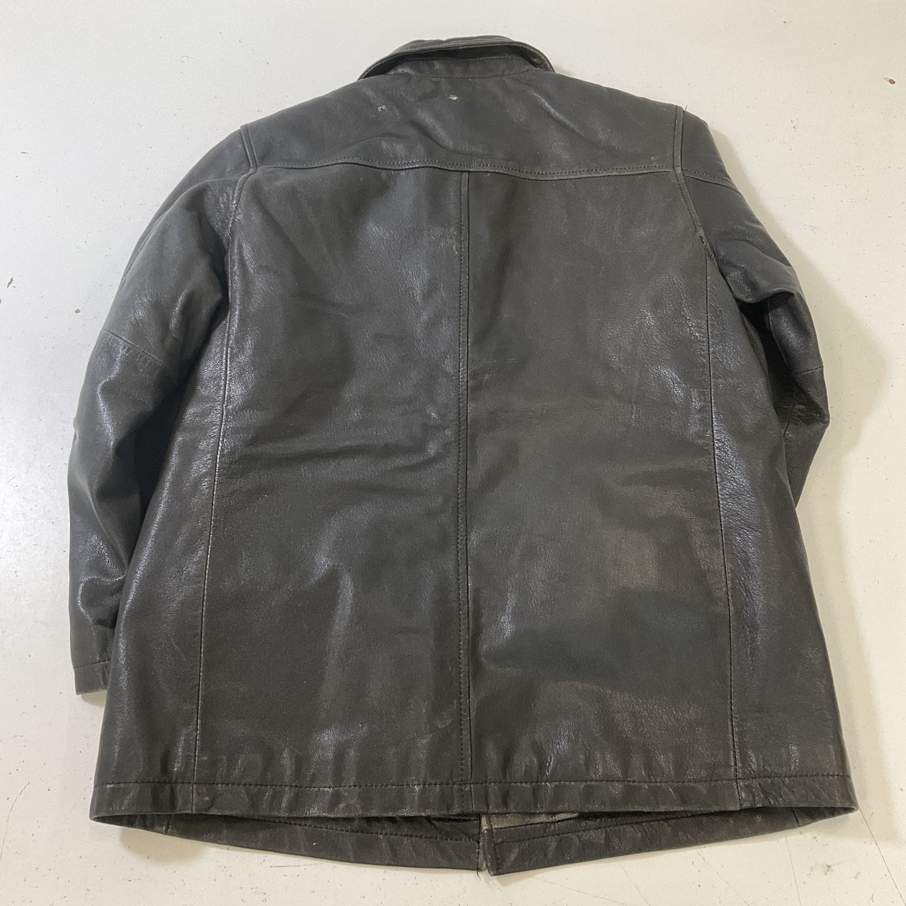Vintage Cherokee Boy's Black Leather Jacket Button Front Size Large