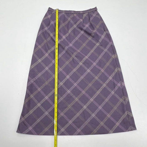 Vintage 90s Pendleton Women's Purple Plaid Wool A-Line Skirt USA Petite Sz 10