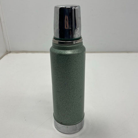 Vintage 80s Aladdin Stanley Green Hammertone Vacuum Bottle Thermos 1 Quart USA
