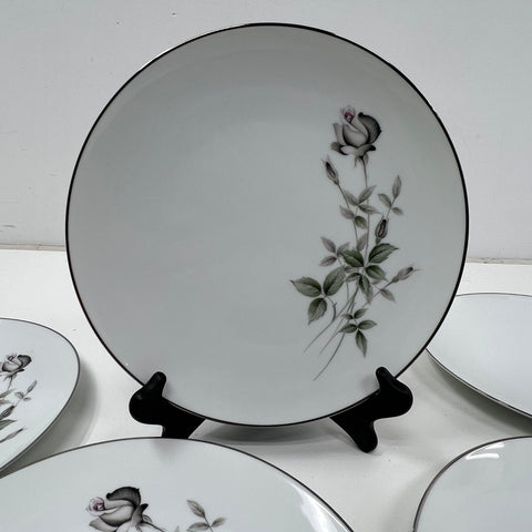 Vintage Noritake Janette 6604 Dinner Plate Set 10 Piece Platinum Trim