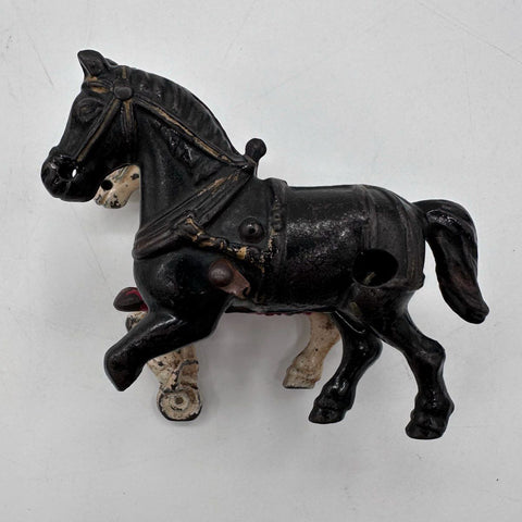 Vintage Arcade Toy Cast Iron Contractors Dump Wagon with Horse Team Green