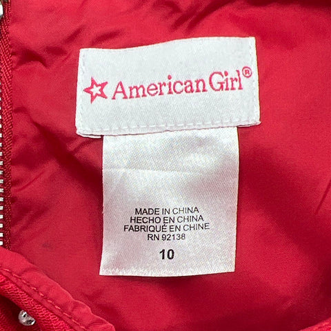 American Girl Girl's Red Velvet Rhinestone Pleated Holiday Dress Sz 10