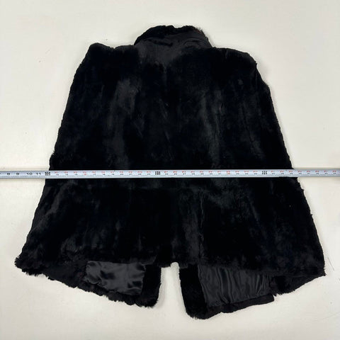 Vintage 1950s Black Real Fur Shawl Capelet Hand Stitched Satin Lining Sz OS