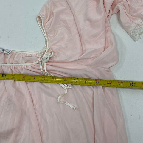 Vintage 70s Miss Elaine Lot 2 Pink Blue Antron Nylon Lace Nightgown Women's S