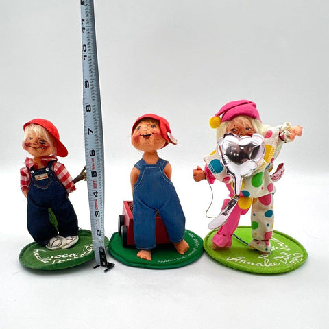 Annalee Doll Society Lot of 3 Vintage Felt Dolls 1990 1991 2000-2001