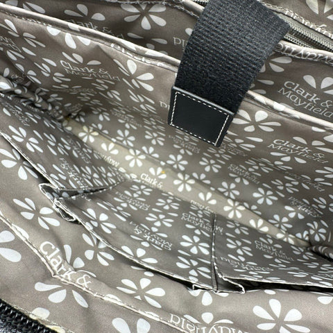 Clark & Mayfield Grey Canvas Laptop Tote Bag Black Trim Large Work Travel