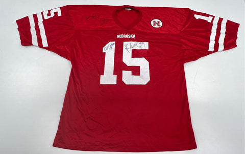 NCAA Nebraska Huskers Football Jersey #15 Autographed Signed Size L Red Vintage