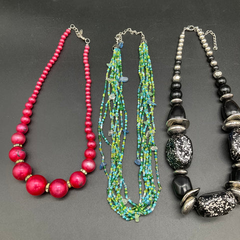 Costume Necklace Lot of 7 Beaded Multi-Strand Statement Collar Chain Fashion