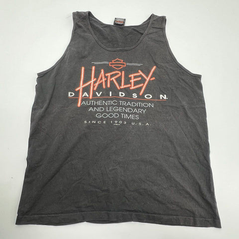 Vintage 1996 Harley-Davidson Las Vegas Biker Tank Top Faded USA Made Sz XL