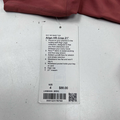 Lululemon Women's Align HR Crop 21" Leggings Burnt Rock Red Sz 4 NWT