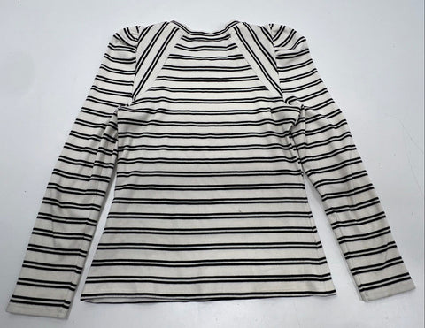 Veronica Beard Women's Black White Striped Puff Sleeve Ribbed Knit Top Sz XS