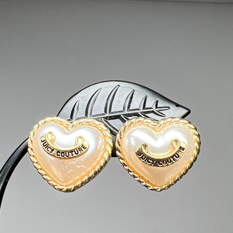 Juicy Couture Faux Pearl Heart Earrings