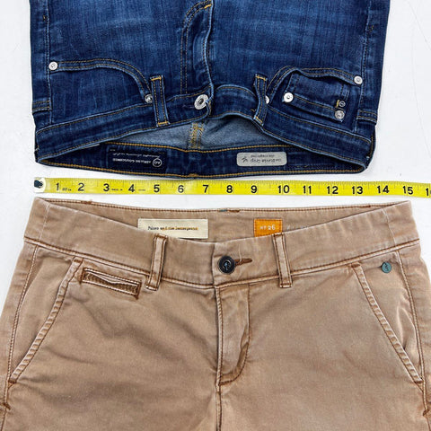 Paige & AG Adriano Goldschmied Women's Jeans & Shorts Lot Blue Tan Sz 26 27