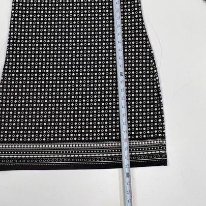 Max Studio Women's Black White Polka Dot Border Print V-Neck Dress Sz L NWT