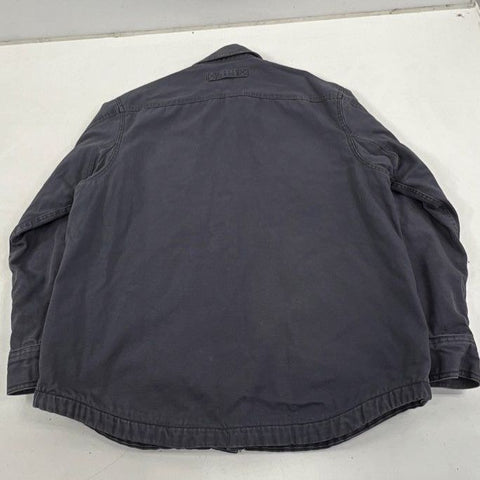 Duluth Trading Men's Gray Fleece Lined Canvas Snap Work Shirt Jacket Size L