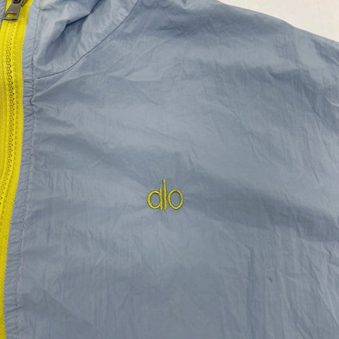 Alo Women's Blue Yellow Full Zip Hooded Cropped Windbreaker Jacket Size OS