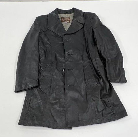 Vintage 70s Grais Men's Black Angel Skin Cabretta Leather Jacket Coat Size 42