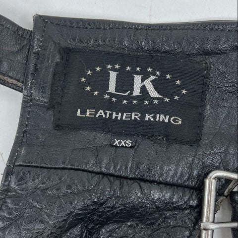 Leather King Black Leather Motorcycle Biker Riding Chaps Unisex Size XXS