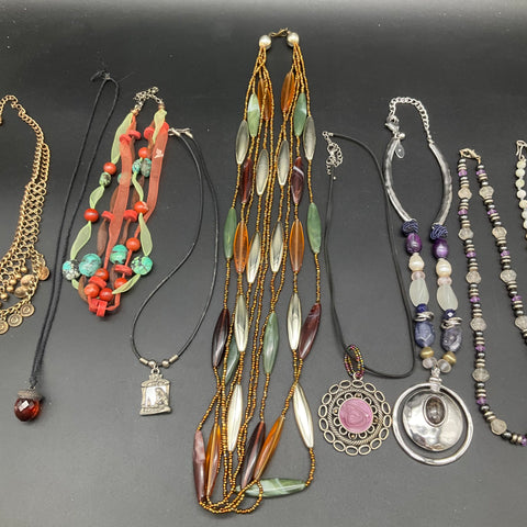 Chico's & Fashion Jewelry Lot of 10 Necklaces Bib Pendant Beaded Multi-Strand