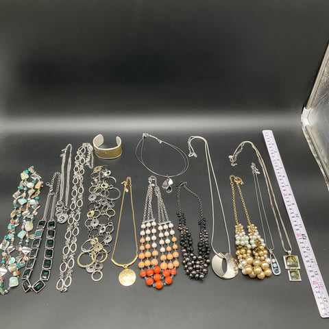 Lia Sophia Fashion Jewelry Lot of 14 Necklaces Bracelets Cuff Silver Gold Tone