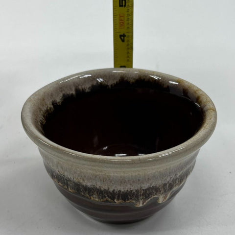 Vintage MCM Monmouth Pottery Syrup Pitcher & Bowl Set Drip Glaze Made in USA